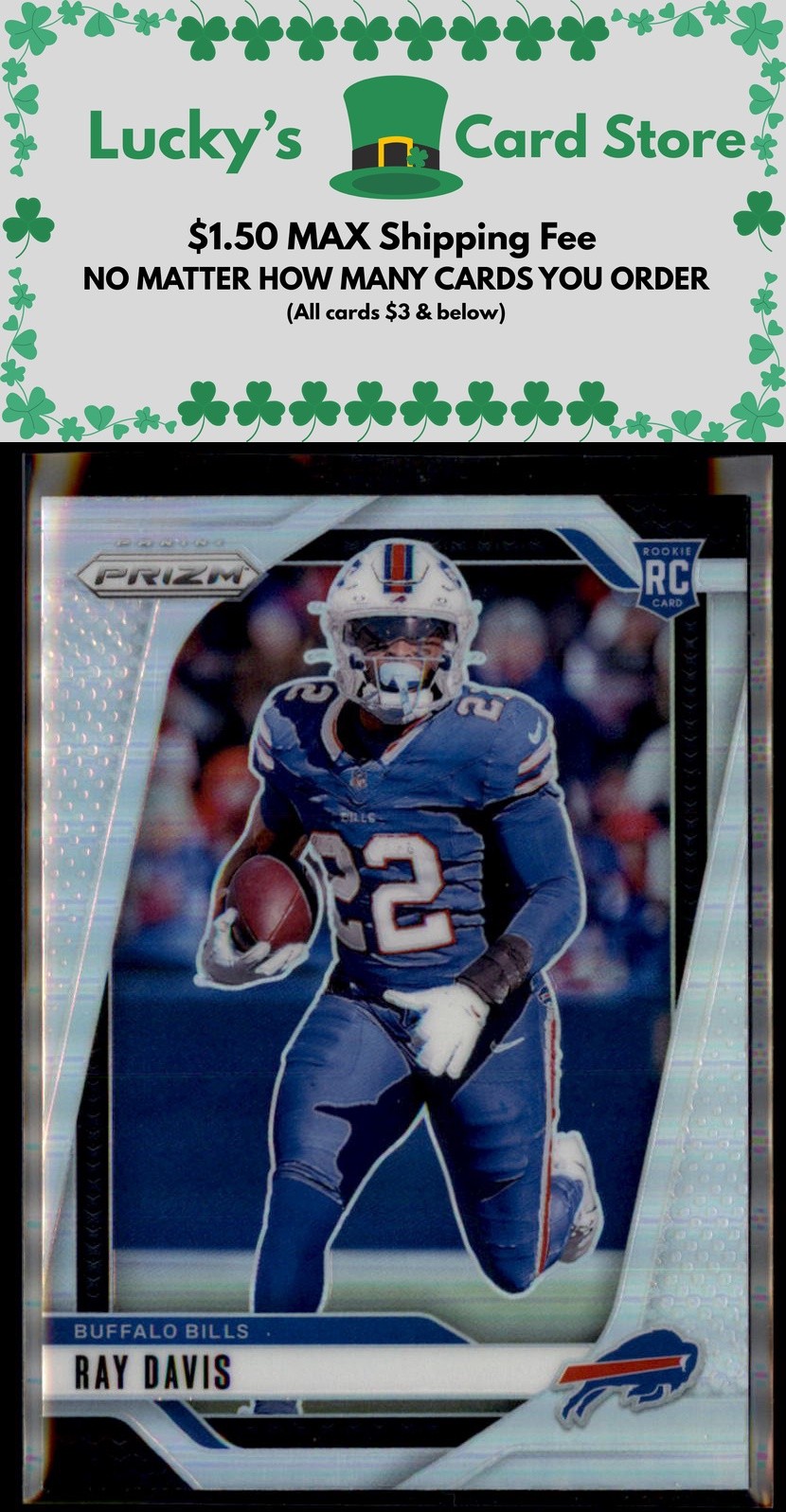 2024 Panini Prizm #382 Ray Davis Silver Prizm Rookie