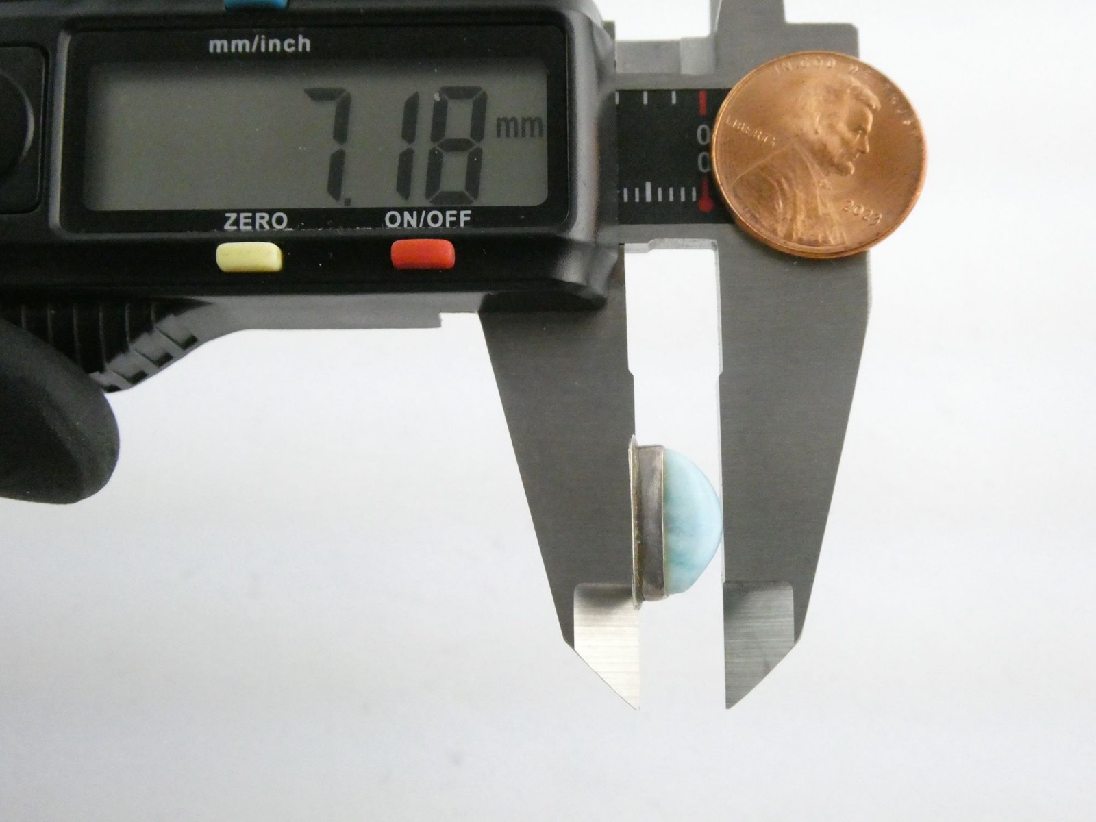 Sterling Silver Triangular Larimar Cabochon Penda… - image 9