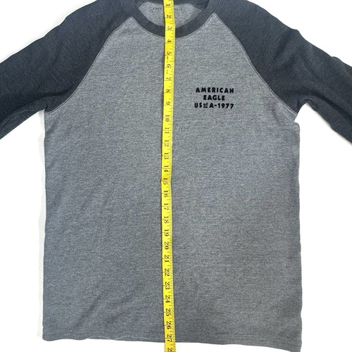 American Eagle Herren Langarm Pull Over Shirt Größe Medium Baseball Raglan Teenager - Bild 6 von 12