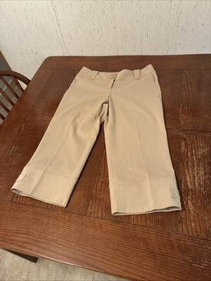 Ann Taylor Loft Marisa Crop Capri Pants Women s 4 Beige Pinstripe