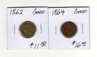 INDIAN HEAD CENT Copper Nickel 1862 Good condition, This is for Left Coin Only