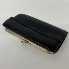 Rolfs Vintage Black Cowhide Leather Kiss Lock French Purse Clutch Wallet