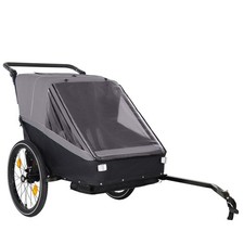 Foldable 2-in-1 Kids Bike Trailer and Jogging for Two, Reflectors, 5 Harness,
