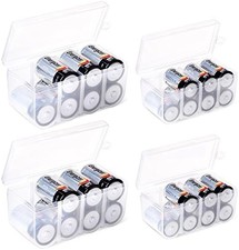 GlossyEnd 4-Pc C  D Battery Storage Box Holder Clear