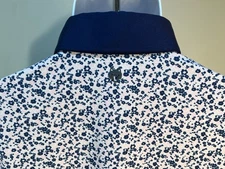 Greyson Men's white, pink and blue floral short sleeve golf polo shirt Large L