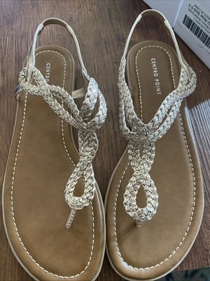 Center Point Women s Braided Sandals Size 9 .5 Rose GoldSlip OnOpen Toe