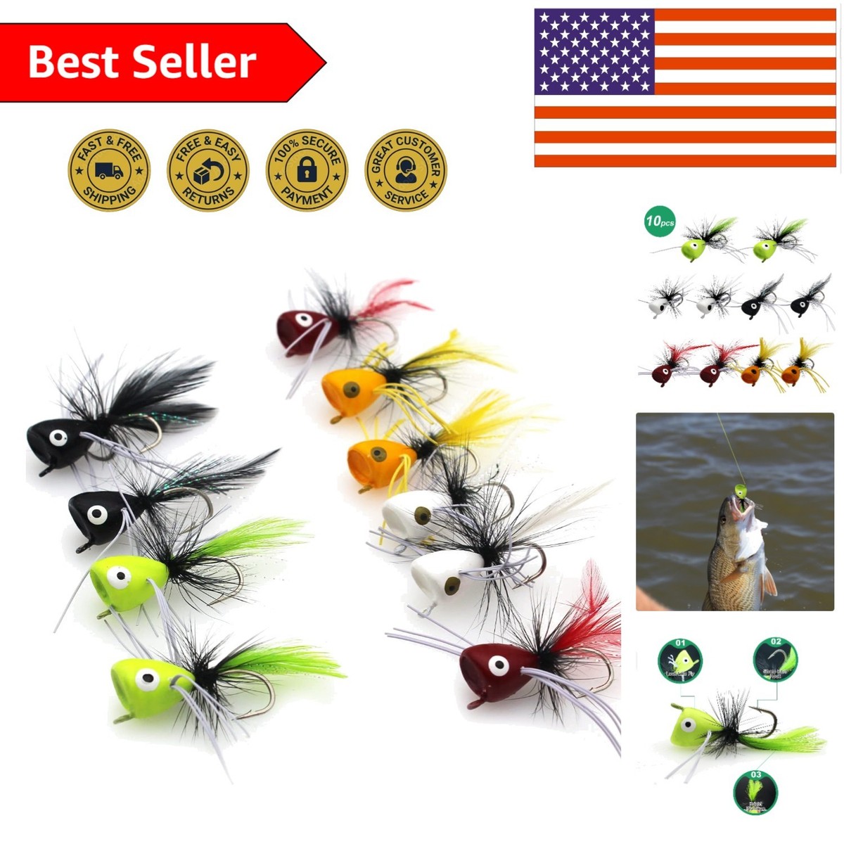 Topwater Fishing Poppers in 5 Vibrant Colors - Versatile for All Skill Levels | eBay Topwater Fishing Poppers in 5 Vibrant Colors - Versatile for All Skill Levels | eBay