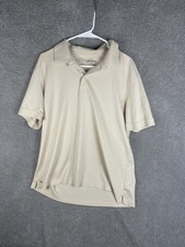 UNTUCKit Polo Shirt Mens XL Beige 100 Cotton Short Sleeve Untucked Hem Casual