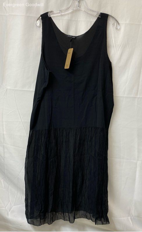 NWT Eileen Fisher Women's Black Silk Sleeveless A-Line Dress Size Large