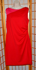 NWT TAHARI $238 Pink & Red Lined Ponte Ruched Knit Career~Cocktail Dress Sz. 14