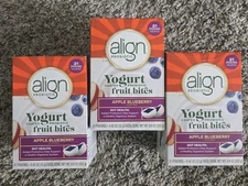 3 BOXES Align Yogurt Coated Probiotic Fruit Bites Apple Blueberry 21ct Each