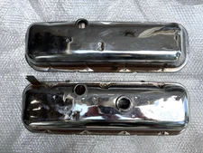 BIG BLOCK OEM CHEVY CHROME VALVE COVERS W/ DRIPPERS SET CHEVROLET 396, 427, 454