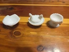 Antique Atterbury Victorian Milk Glass Salt Cellars & Mustard Pots (3) Pat. 1874