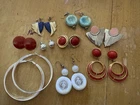 Lot 9 Vintage Earrings Jewelry Mixed Tone Red Silver Gold Blue Costume Fashion
