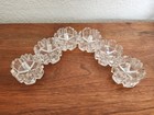 Antique 6 Crystal Prism Cut Glass Open Salt Dish Dip Cellars Feather/Star Design — photo 1