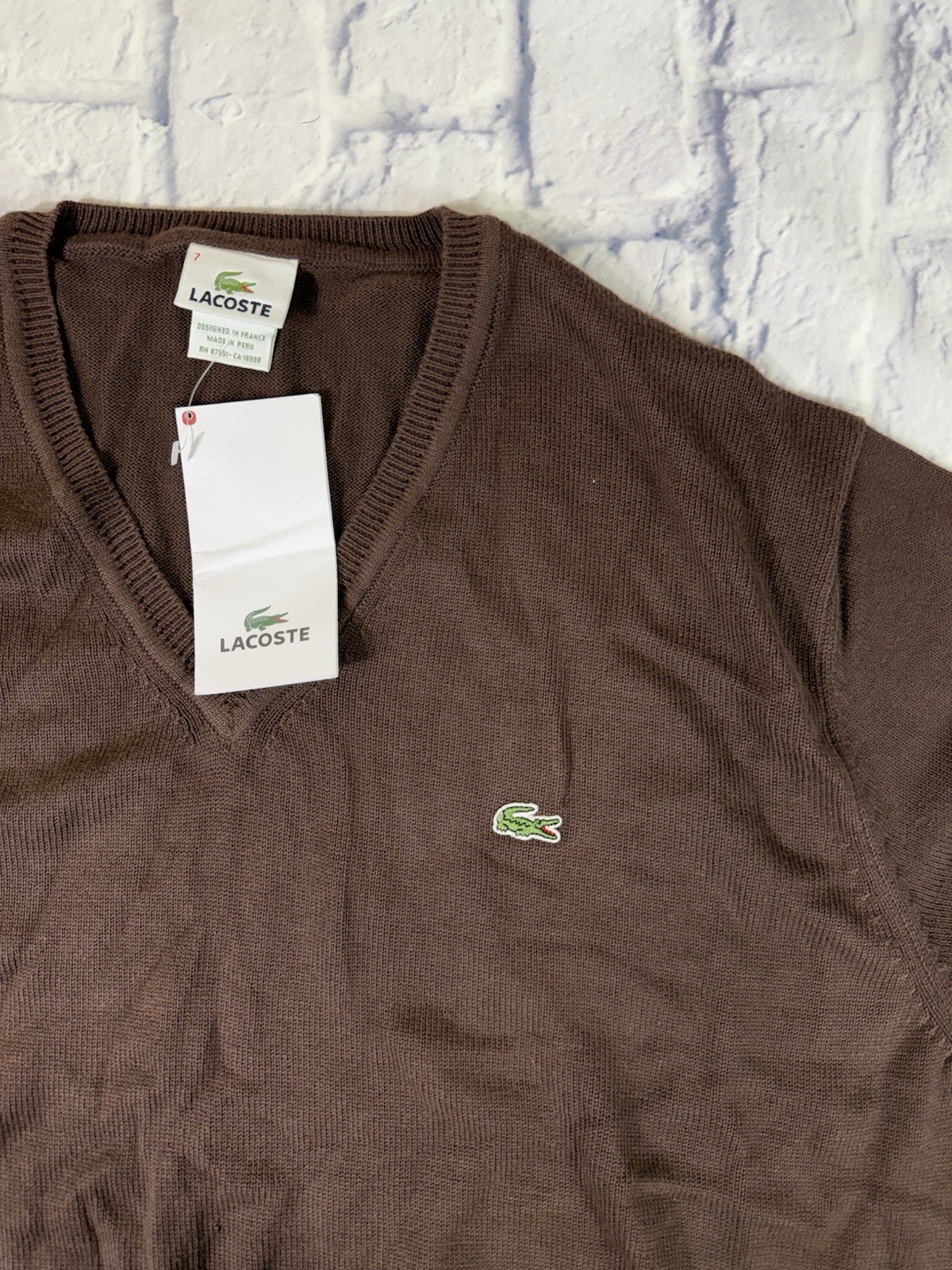 VTG Lacoste V-neck acrylic and wool knit sweater size 7 ( men's size XXL ) thumbnail 2