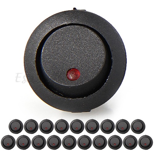 20 Mini Round Red LED Rocker Indicator Switch 3 Pin On-Off 12V DC