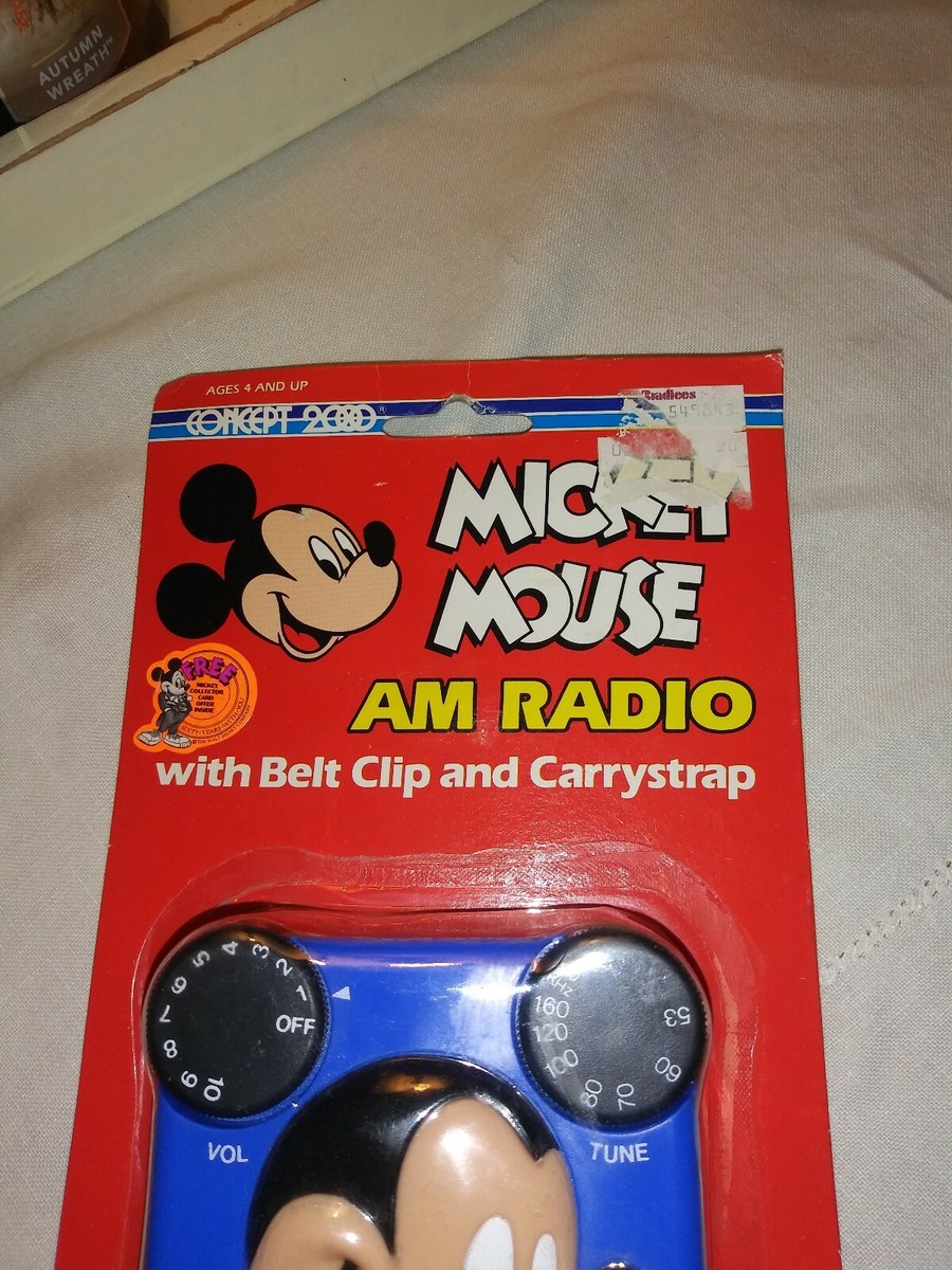 Disney Concept 2000 Mickey Mouse AM Radio W/ Belt Clip and Carry