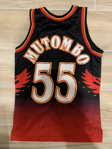 Mens Mitchell & Ness NBA Swingman Road Jersey Atlanta Hawks 96 Dikembe Mutombo S - Picture 2 of 5