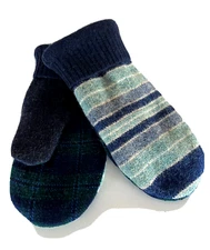 Handmade 100% Wool Mittens from Up-Cycled Sweaters/suiting New Fleece Lining