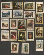 ART LOT DE 20 TIMBRES TABLEAUX RUSSIE