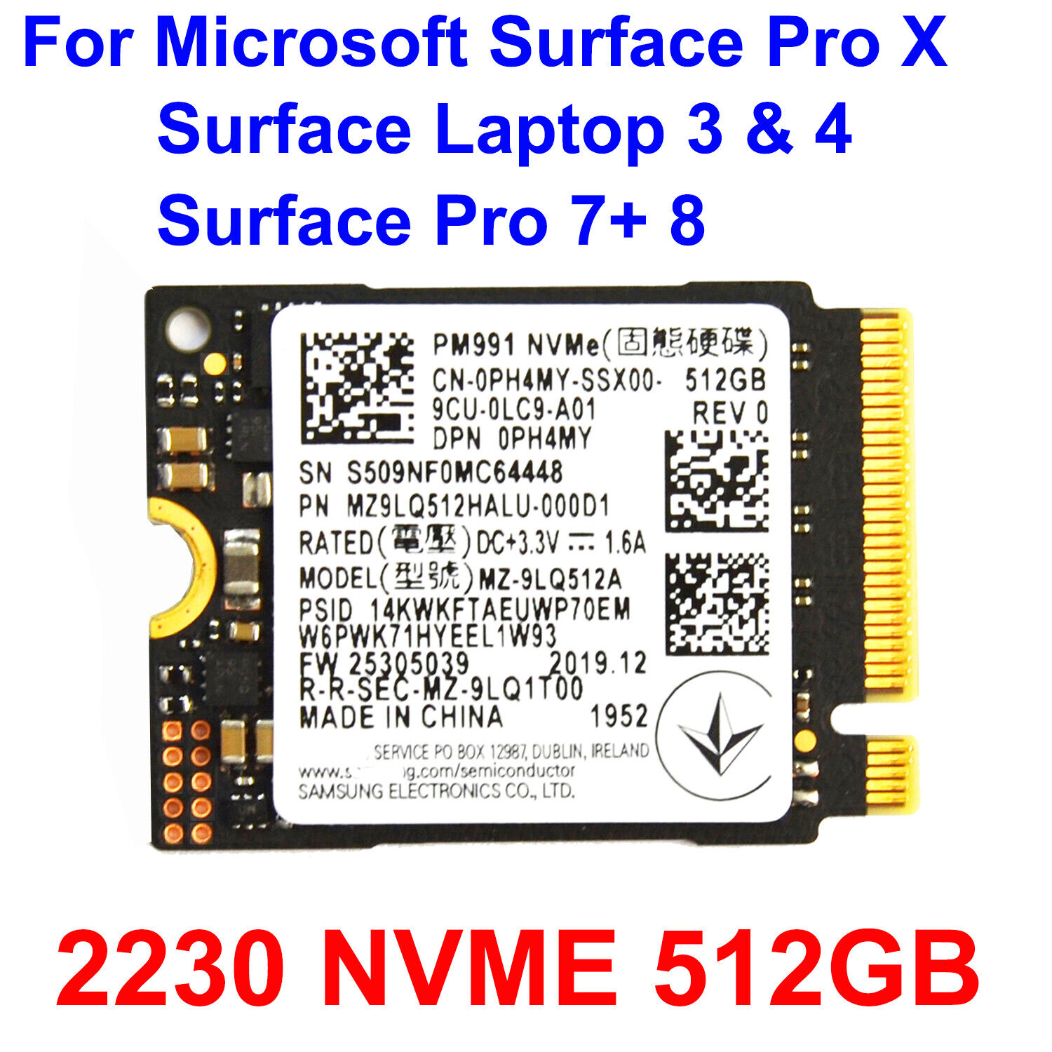 2230 M.2 NVMe PCIe SSD PM991 Upgrade Surface Laptop 3 4 ProX Pro 7+ 8 | eBay