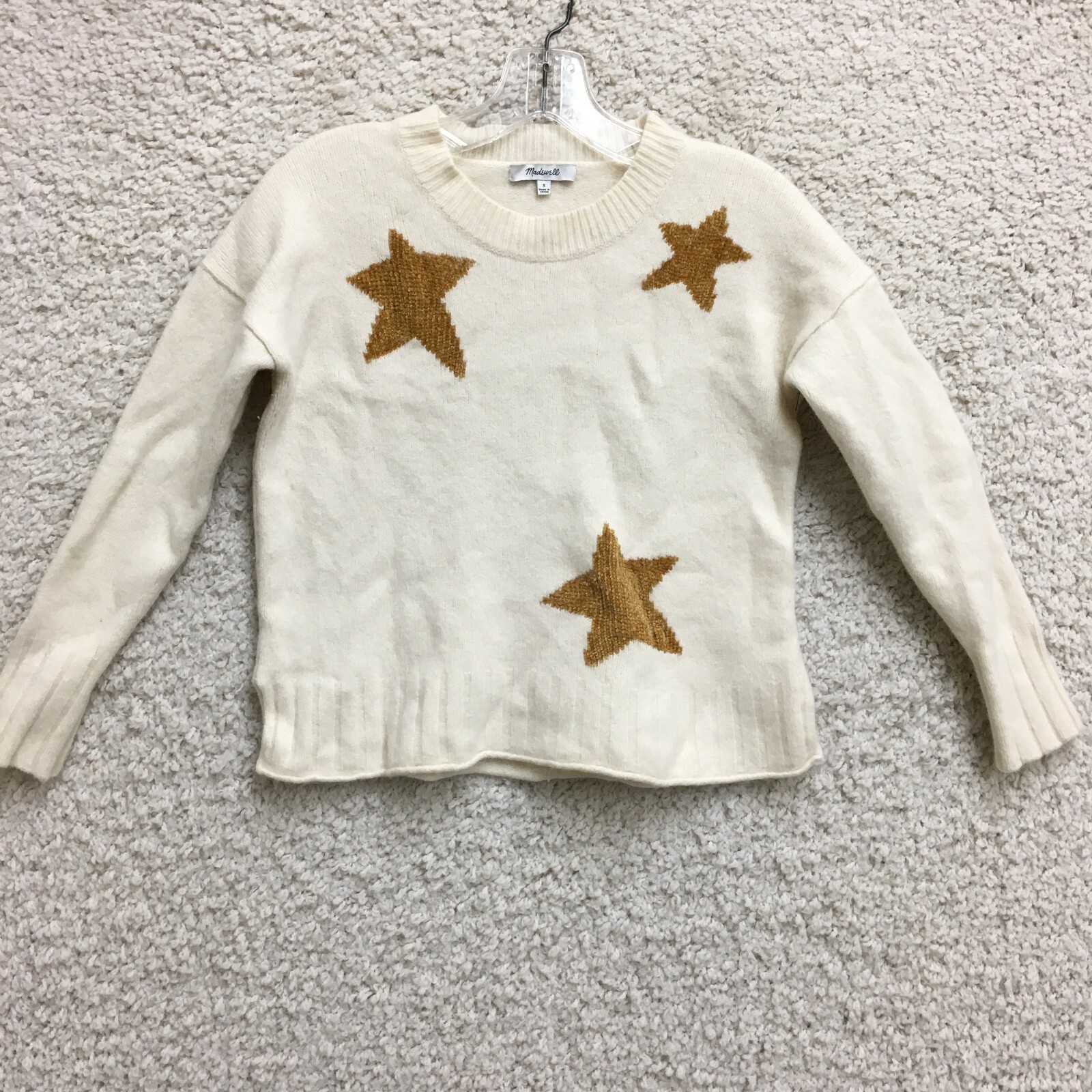 Madewell Sweater Small Adult Beige Merino Wool Star Cropped Pullover Womens S