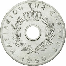 #535517 Coin, Greece, 20 Lepta, 1959, AU(50-53), Aluminum, KM:79