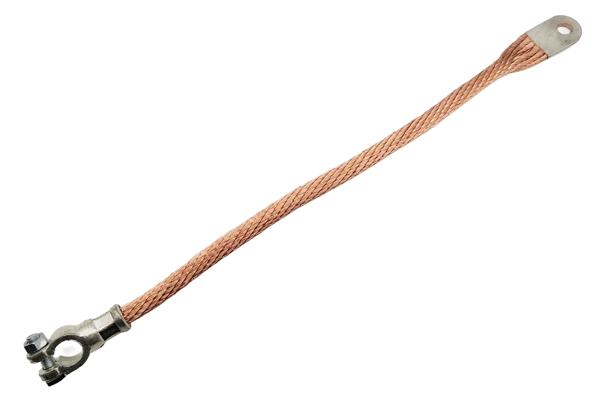 Batería de cobre de 50 mm² cinta de masa redonda perforada estañada 150-500 mm abrazadera de polo 17 mm