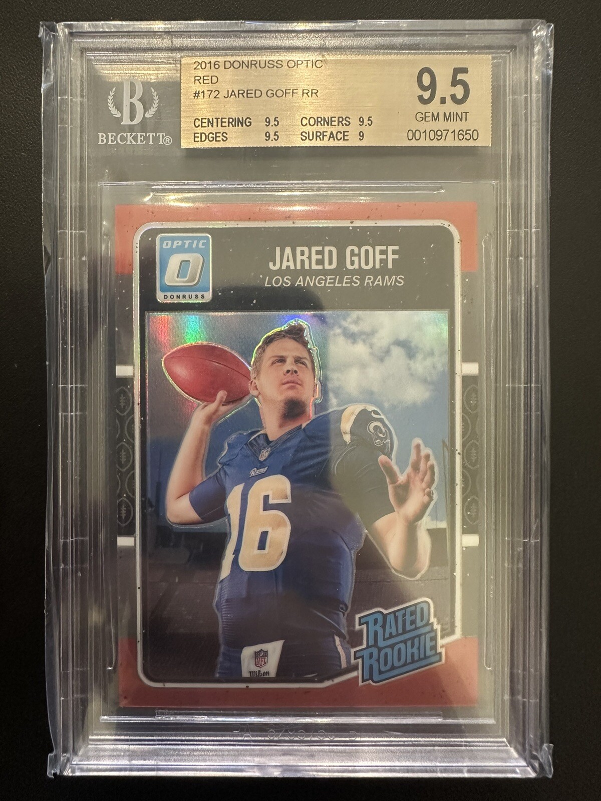 2016 Optic Jared Goff Red Holo Prizm /99 Rated Rookie #172 BGS 9.5 Gem Mint🔥