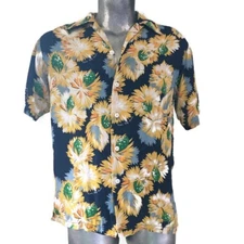 KONA BAY ALOHA Print HAWAIIAN SHIRT Men S Small Yellow Flowers  USA Vintage