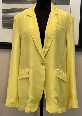 NWT FORTE FORTE Italian Single Button My Jacket Silk Yellow blazer size 8 US