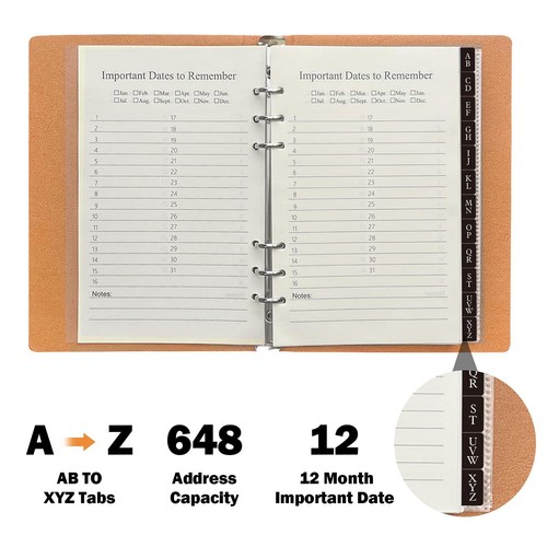 Refillable Address Book with Alphabetical Tabs Hardcover Phone Book 648 Book ... - Picture 2 of 7