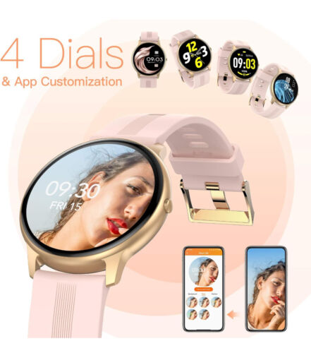 Montre Connectée Ronde pour Homme Femme Assistant Bluetooth, Cadran 1.3" Fitness Coeur - Photo 16 sur 25