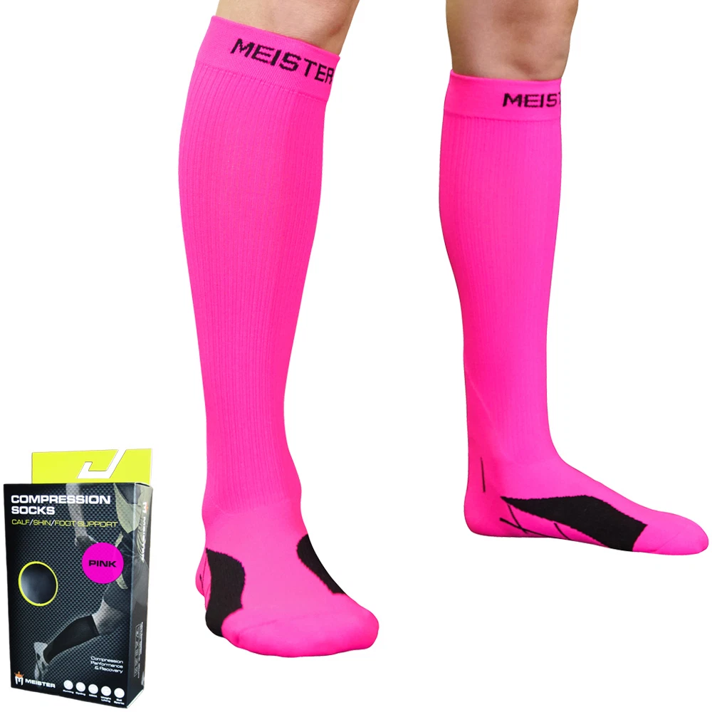 CALCETINES DE COMPRESIÓN MEISTER - ROSA Correr pantorrilla pierna espinilla  férulas CrossFit para mujer