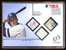 2001 LEGACY DEREK JETER GAME USED BALL / BASE #D /100 WITH MLB HOLOGRAM ON BALL