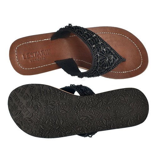 Lestarie Damen Sandale, Leder handgefertigt, Flipflops, Pailletten Zehentrenner - Bild 14 von 22