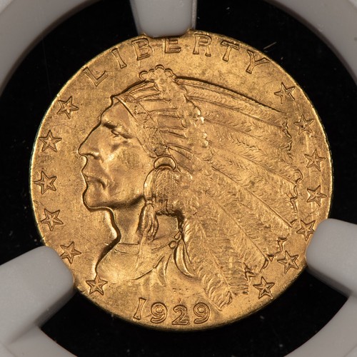 1929 G$2.50 Indian Head Gold Quarter Eagle - NGC MS 63 - SKU-G4383 - Picture 3 of 4