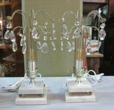 COPPIA DI LAMPADE ANNI 50 RESTAURATE VINTAGE COMODINO CON GOCCE ORIGINALI