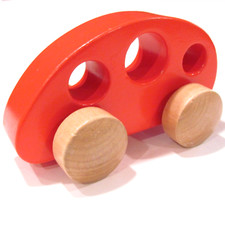 Hape International Wooden Red   Toddler Toy Bus Car Mini Van Germany E0052