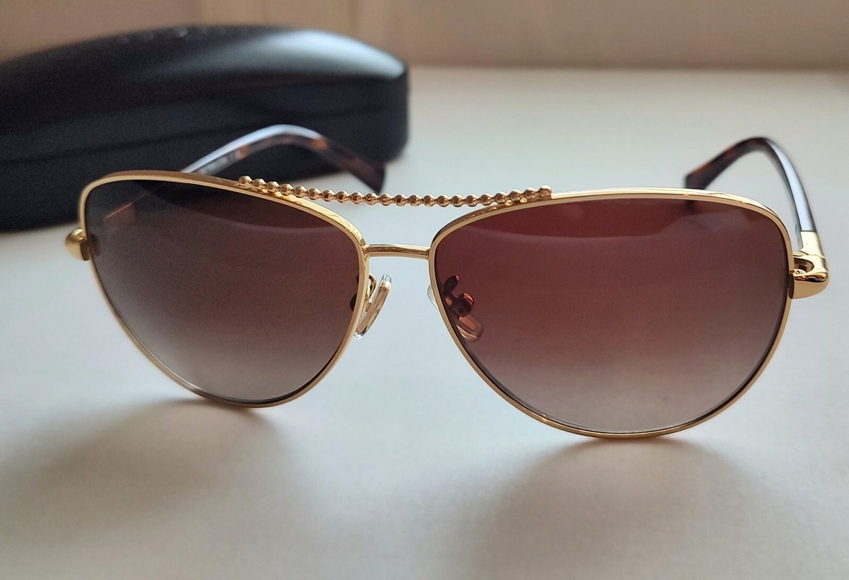 Coach Beaded Chain Aviator Sunglasses HC7058 - Gold Dark 