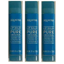 3 Pack  Aquafina Pure Original Lip Balm With Jojoba Oil, Almond Oil,Vitamin E