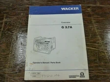 Wacker G3.7A Generator Parts Catalog & Owner Operator Maintenance Manual