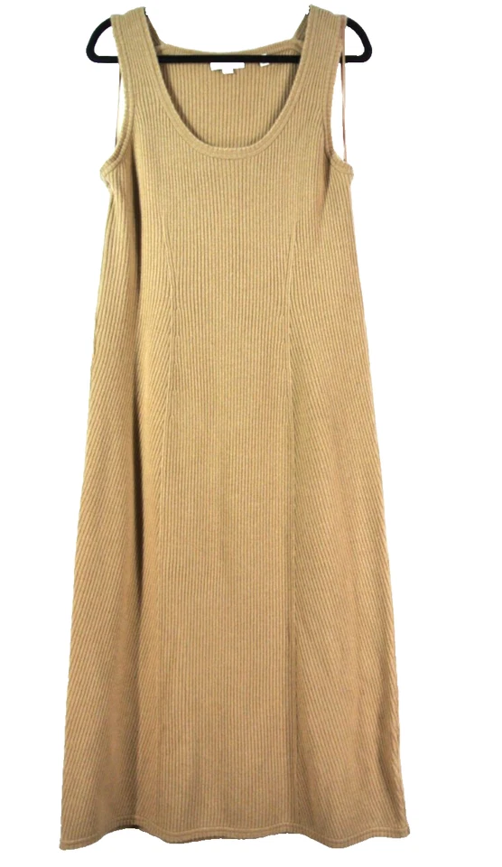 Nuevo Vestido Midi Suéter Suéter Tostado Acanalado Lana Cachemira VINCE Talla L #S7894 Foto 3 de 4