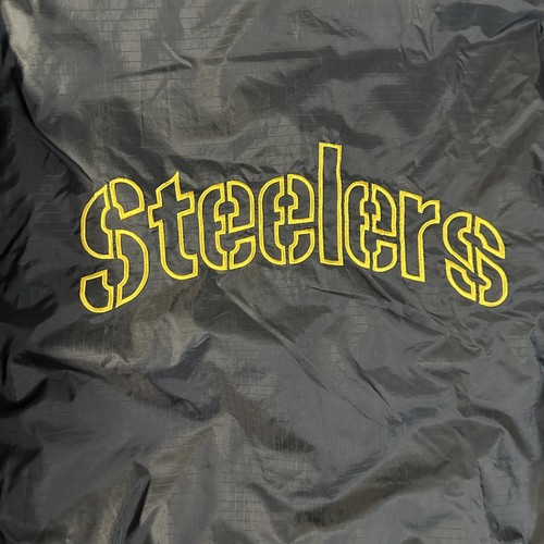 VINTAGE Pittsburgh Steelers Jacket Mens XL Black Yellow Reversible Puffer NFL - Picture 16 of 22