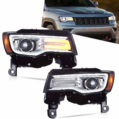 VLAND For 2014-22 Jeep Grand Cherokee Chrome Style LED Headlights w/Animation