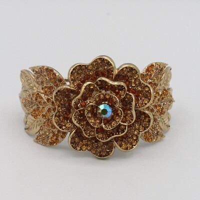 Kirks Folly Bracelet Pave Crystal Flower Hinge Iridescent  display picture 1