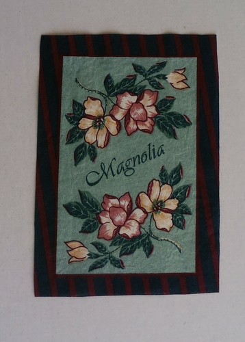 Fabric Cotton Square - Picture Size 4" x 6 1/4" of Light Pink Magnolia Blossoms