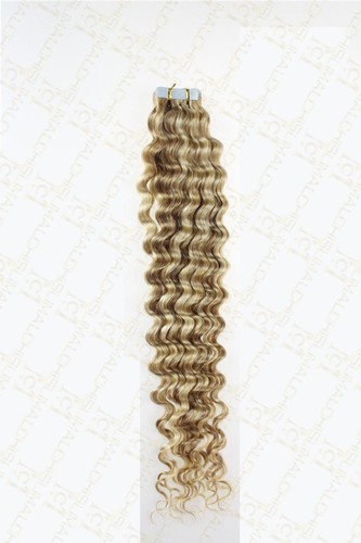 45cm Gelockt Tape In / On Hair Extensions Echthaar Haarverlängerung Tape-Hair - Picture 15 of 40