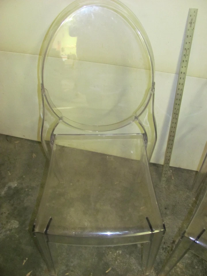 Juego de 2 sillas de comedor modernas de plástico acrílico transparente sin brazos HECHAS EN EE. UU. Foto 3 de 4